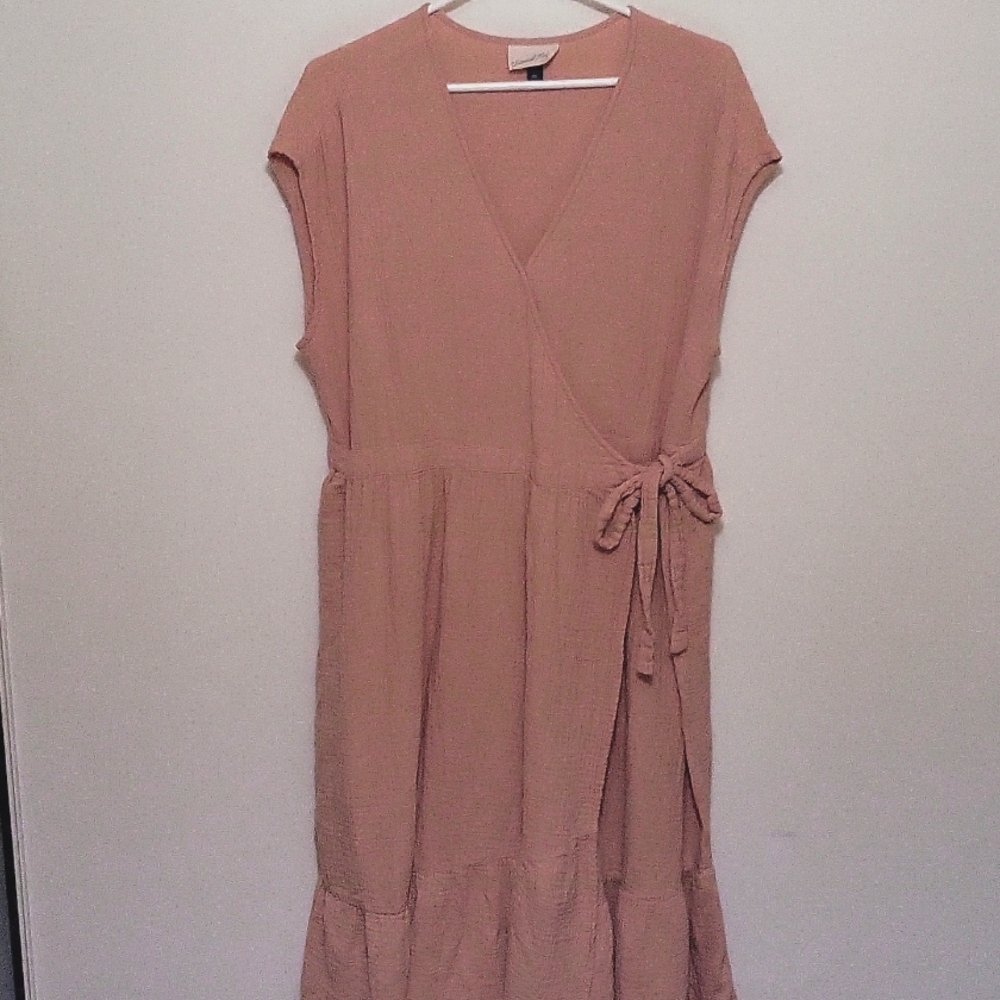 Light Pink Sleeveless Wrap Maxi Dress.